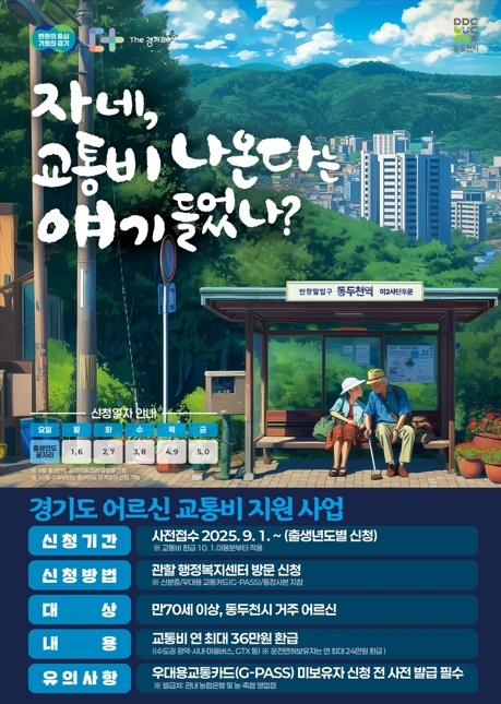 70세 이상 어르신 대상 교통비 지원 사업. (사진=경기도 제공)